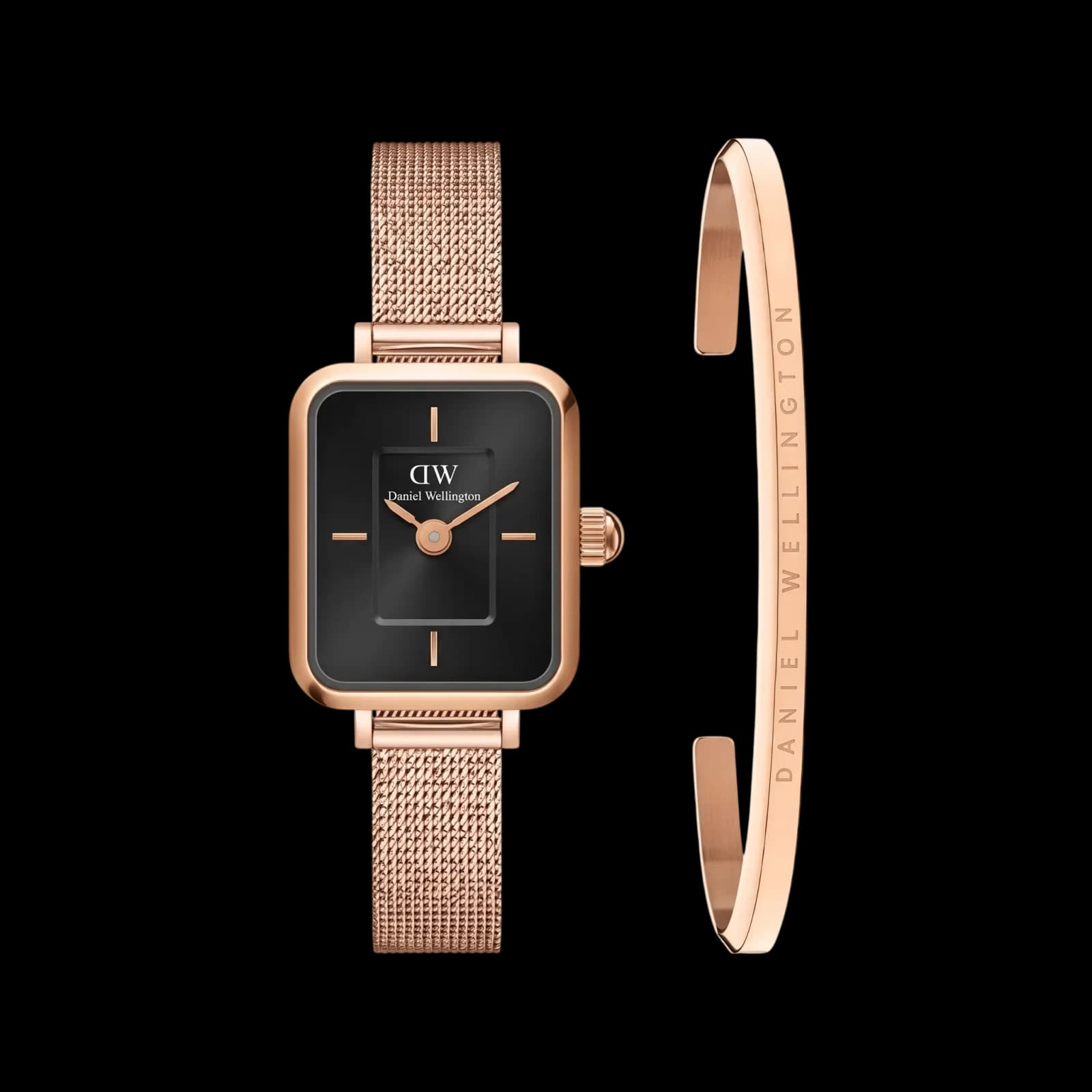 Montre Élégante Noir & Rose Gold